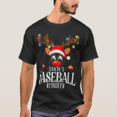 Santa's Baseball Reindeer Funny Xmas Matching Pjs  T-Shirt (Vorderseite)