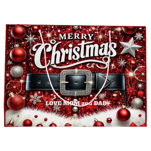 Santa's Belt Große Geschenktüte (Rückseite)