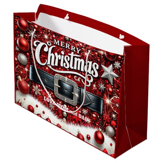 Santa's Belt Große Geschenktüte (Rückseite Schrägansicht)