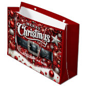 Santa's Belt Große Geschenktüte (Vorderseite Schrägansicht)