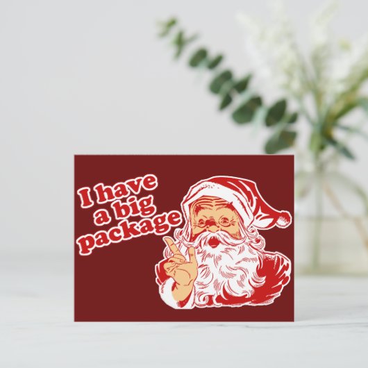 Santas Big Package Feiertagspostkarte (Stehend Vorderseite)