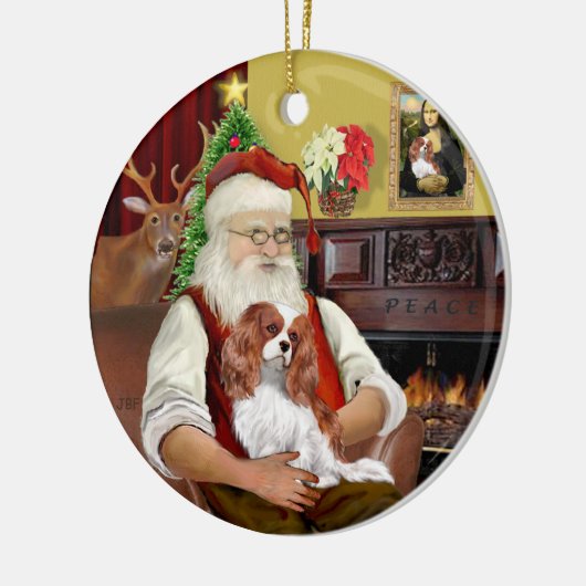 Santa's Blenheim Cavalier Keramikornament (Links)