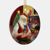 Santa's Blue and tan Chihuahua (T) Keramik Ornament (Rechts)