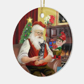 Santa's Blue and tan Chihuahua (T) Keramik Ornament (Links)
