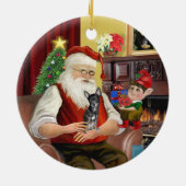 Santa's Blue and tan Chihuahua (T) Keramik Ornament (Hinten)