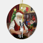 Santa's Boston Terrier #1 Keramikornament (Links)