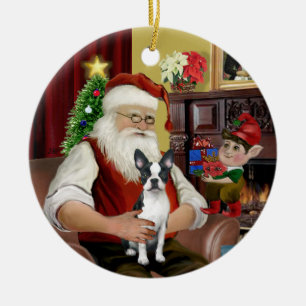 Santas Boston Terrier Nr. 1 Keramikornament
