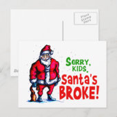 Santa's Broke Feiertagspostkarte (Vorne/Hinten)