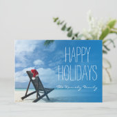 Santa's Chaise Lounge am Strand Feiertagskarte (Stehend Vorderseite)