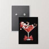 Santas chaotischer Weihnachts-Martini Lustiger San Button (Vorderseite/Rückseite)
