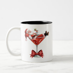 Santas chaotischer Weihnachts-Martini Lustiger San Zweifarbige Tasse