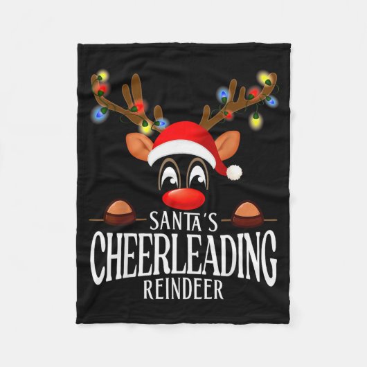 Santa's Cheerleading Reindeer Funny Xmas Matching  Fleecedecke (Vorderseite)