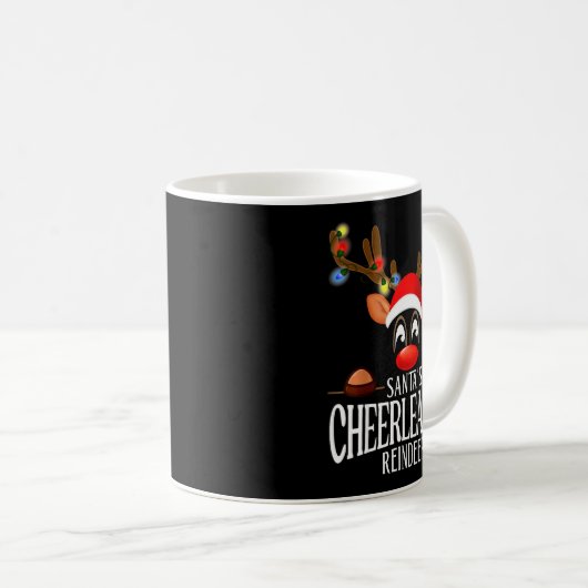 Santa's Cheerleading Reindeer Funny Xmas Matching Kaffeetasse (VorderseiteRechts)