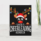 Santa's Cheerleading Reindeer Funny Xmas Matching  Karte (Vorderseite)