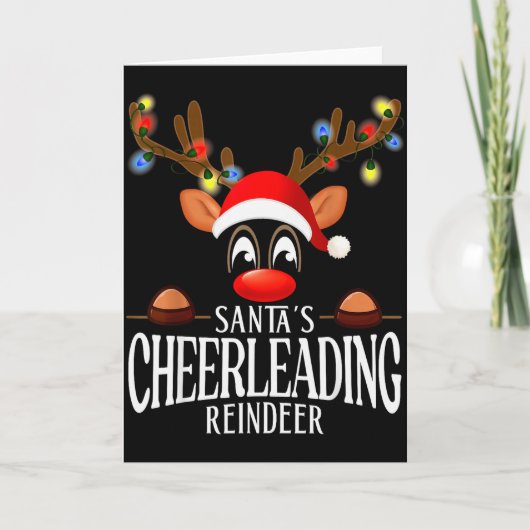 Santa's Cheerleading Reindeer Funny Xmas Matching Karte (Vorderseite)