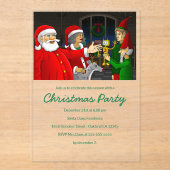 Santa's Christmas Party Invitation Acryleinladungen (Vorderseite)