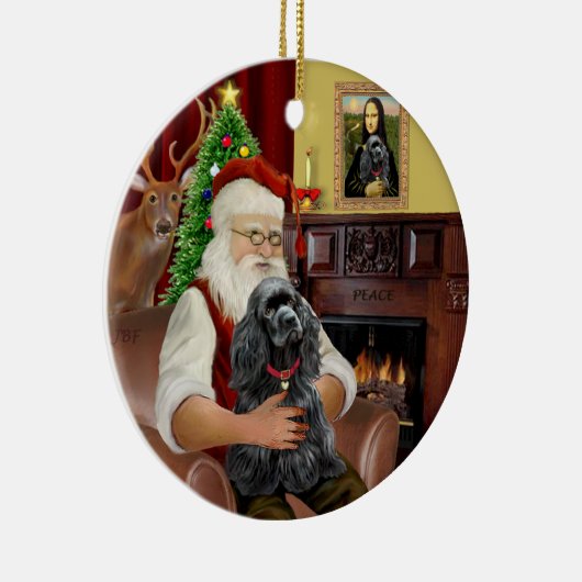 Santa's - Cocker (schwarz) Keramik Ornament (Rechts)