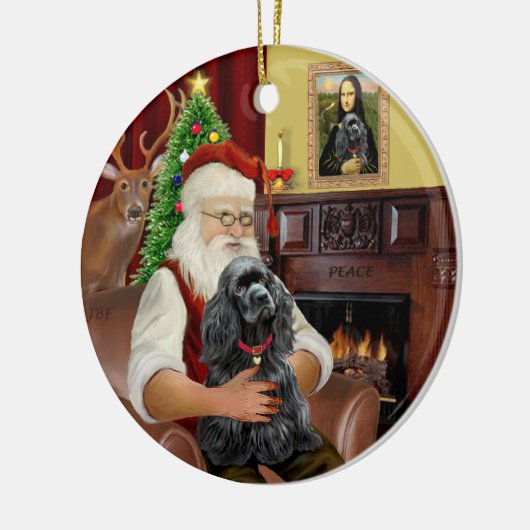 Santa's - Cocker (schwarz) Keramik Ornament (Links)