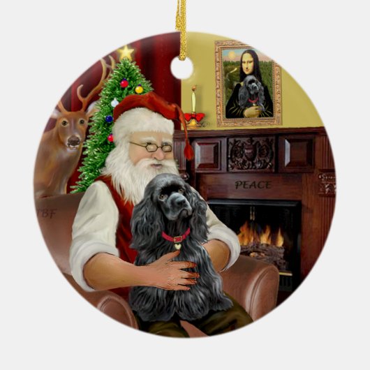 Santa's - Cocker (schwarz) Keramik Ornament (Hinten)