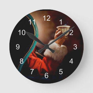 Santa's Coffee Break Vintage Runde Wanduhr