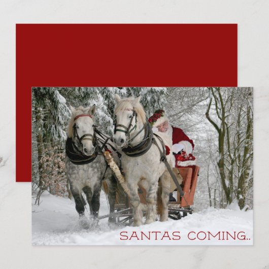 Santas Coming Feiertagskarte (Vorne/Hinten)