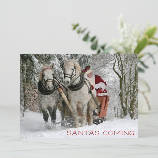 Santas Coming Feiertagskarte (Stehend Vorderseite)