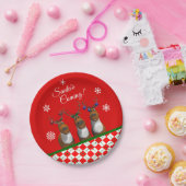 Santa's Coming Rentier Trio Red Party Paper Plate Pappteller (Party)