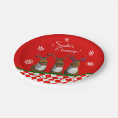 Santa's Coming Rentier Trio Red Party Paper Plate Pappteller (Schrägansicht)