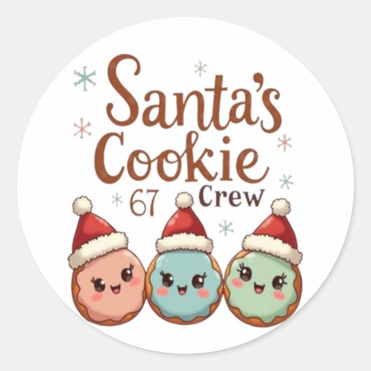 Santa's Cookie 67 Crew Runder Aufkleber (Vorderseite)