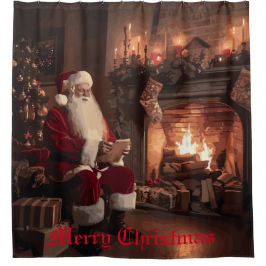 Santa's Cosy Nook Duschvorhang (Vorderseite)