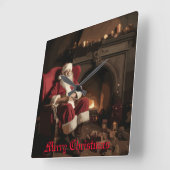 Santa's Cosy Nook Quadratische Wanduhr (Winkel)