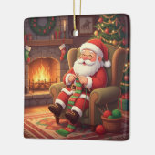"Santa's Cozy Knitting Nook" Personalized Keramikornament (Links)