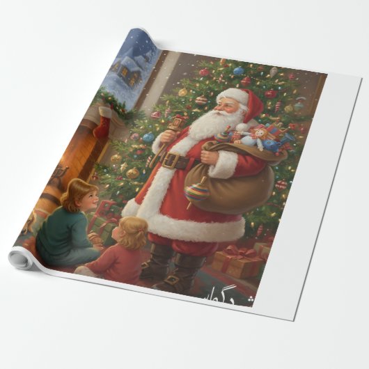 Santa's Cozy Visit - A Night of Wonder Geschenkpapier (Ungerollt)