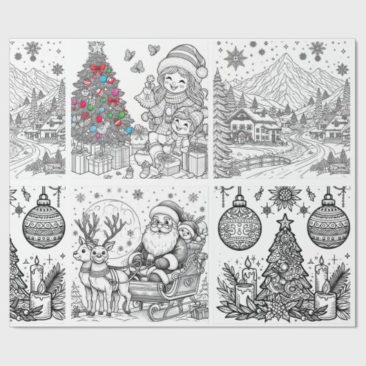 Santa's Creative Wonderland Wrap & Color Geschenkpapier (Flach)