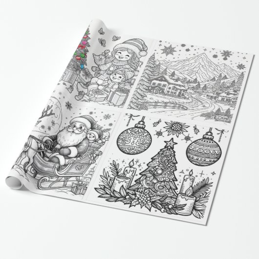 Santa's Creative Wonderland Wrap & Color Geschenkpapier (Ungerollt)