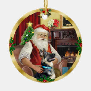 Santas Deutscher Schäferhund #15 Keramik Ornament