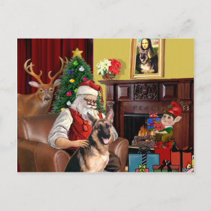 Santas Deutscher Schäferhund Feiertagspostkarte