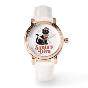 Santas Diva Süße Weihnachtskatze für Sie Armbanduhr