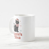 Santas Diva Süße Weihnachtskatze für Sie Kaffeetasse (Vorderseite Links)