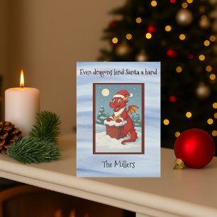 Santas Drachenhelfer Feiertagskarte