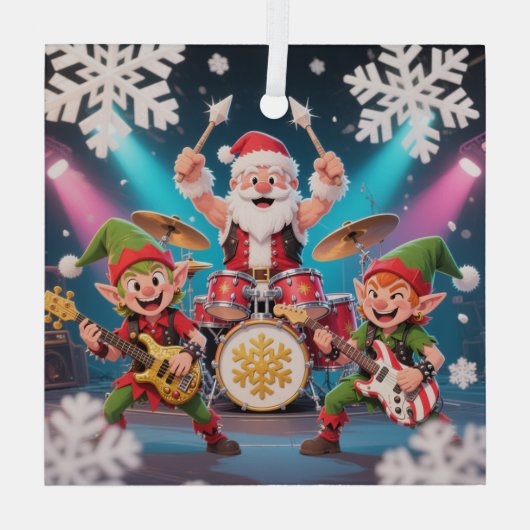 Santa's Drumming Rock Band Ornament (Rückseite)