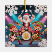 Santa's Drumming Rock Band Ornament (Vorderseite)