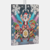 Santa's Drumming Rock Band Ornament Aus Glas (Vorderseite Rechts)
