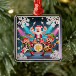 Santa's Drumming Rock Band Weihnachtsbaumanhänger Ornament Aus Metall