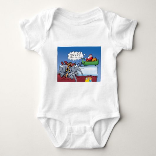 Santas Elephants Funny Holiday Cartoon Baby Strampler (Vorderseite)