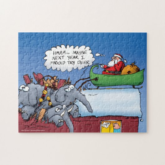 Santas Elephants Funny Holiday Puzzle (Horizontal)