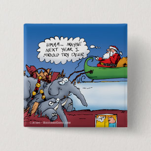 Santas Elephants Holiday Cartoon Button