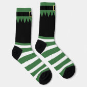 Santa's Elf Christmas Green Striped Black Socken (Rechts)