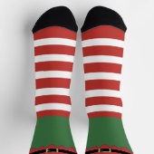 Santa's Elf Christmas Red Striped Green Socken (Oben)