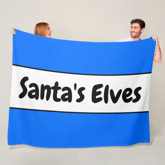 SANTA'S ELVES Bright Blue White Holiday Streifen Fleecedecke (Beispiel)